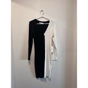 Madison + Hudson Split Color Black White Bodycon Dress S